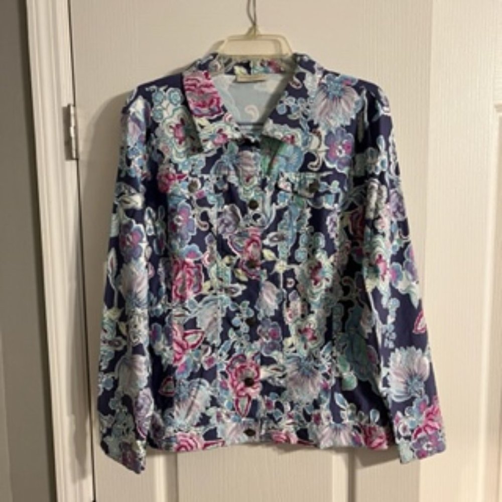 Appleseed's Petites Flowered Jacket Women's Large